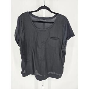 Covington Womens Sz XL Loose Fit Short Sleeve Blouse Black Flowy Crew Neck